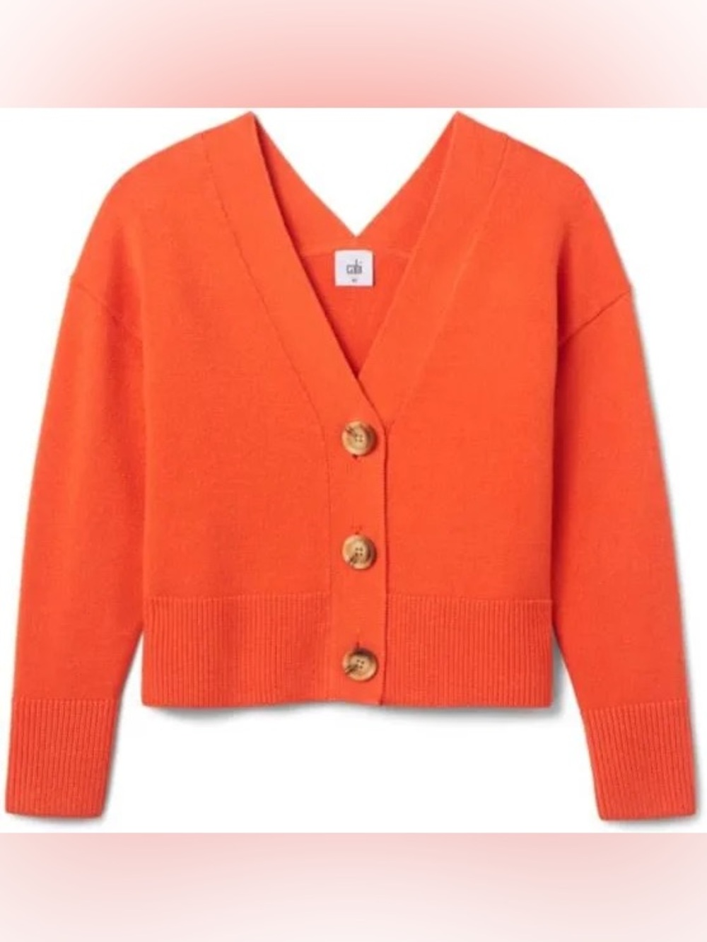 New! CAbi Citrus Fiesta Orange V-Neck Button Cardigan Small M 6652